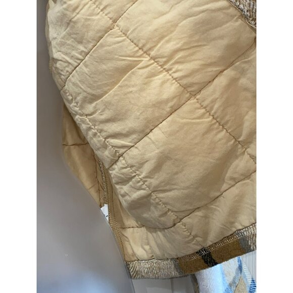 Blue B Plaid Oversized Shirt Jacket Womens S Beige & White Polyester/Cotton Blen - Picture 6 of 8